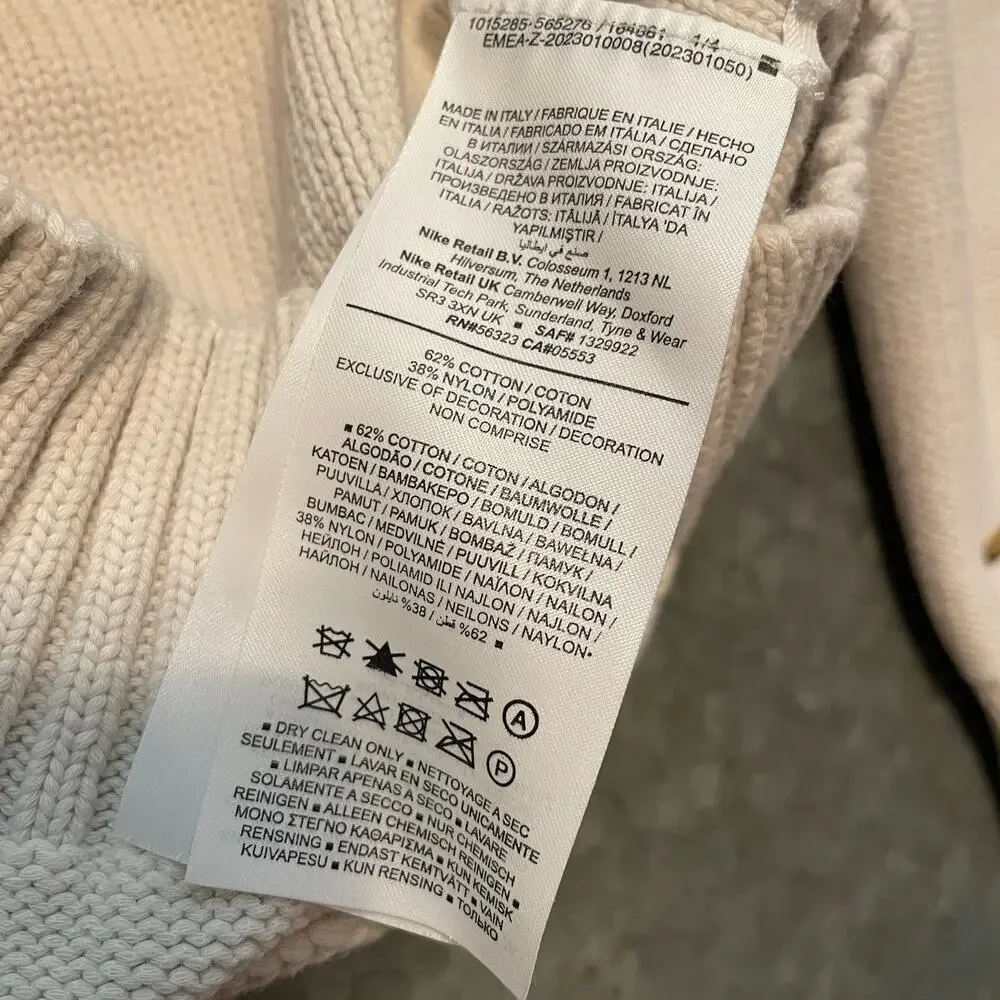 Air Jordan Wings Collection Cable Knit Sweater Mens Large Made In Italy Cream